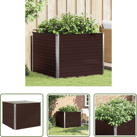Jardinière carrée - Jardinière surélevée Marron 100x100x77 cm Acier galvanisé (1/5)