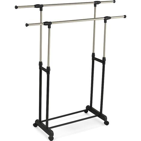 Portant à vêtements réglable sur roulettes - 2 barres (1/5)