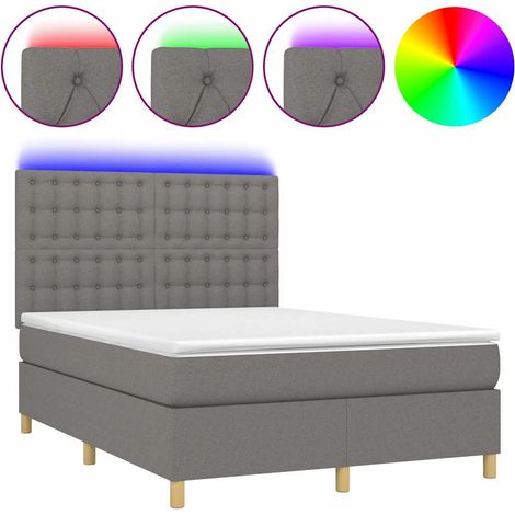 Maison Exclusive - Cama box spring colchón y luces LED tela gris (1/5)