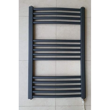 York 500 x 800mm Anthracite Electric Curved Towel Rail Bathroom Radiator