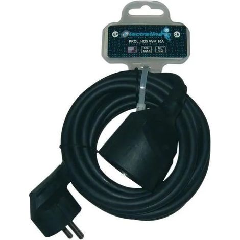 Electraline Prolunga elettrica 3 metri nera 3200W