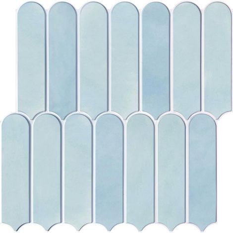 Lot de 10 autocollants 3D pour carrelage mural - Bleu clair - 30 x 30 cm - Pour cuisine, salle de bain, métro, chambre à coucher - Décoration murale accent (1/5)