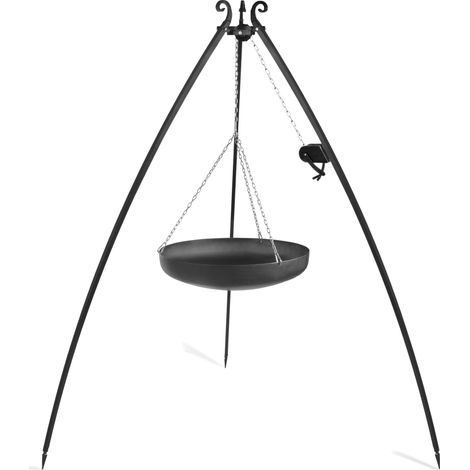 Barbecue Treppiede da 200 cm con wok in acciaio naturale da 60 cm + verricello (1/3)