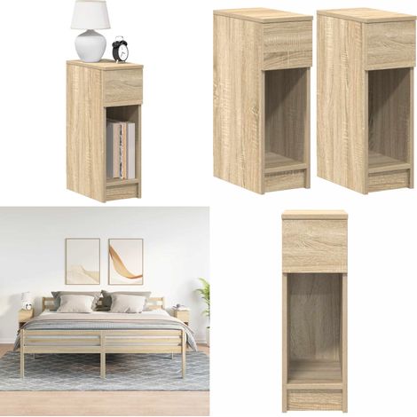 Nachttische mit Schublade 2 Stk. Sonoma-Eiche 20x36x60 cm - Nachttisch mit Schublade - Nachttisch Sonoma-Eiche (1/5)