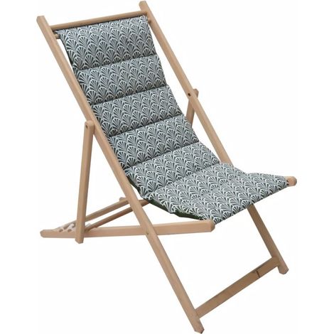 Chilienne matelassée Norvege avocat – Tissu polycoton traité déperlant – Structure en bois de hêtre massif – 4 positions d'inclinaison – Jardin Prive