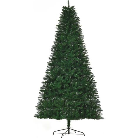 Homcom – Sapin de Noël artificiel 240 cm – 1499 branches denses épines imitation Nordmann – Base en métal stable – Réutilisable sans montage