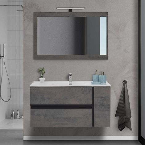 Mobile bagno sospeso da 110 cm effetto pietra Oxid (1/5)