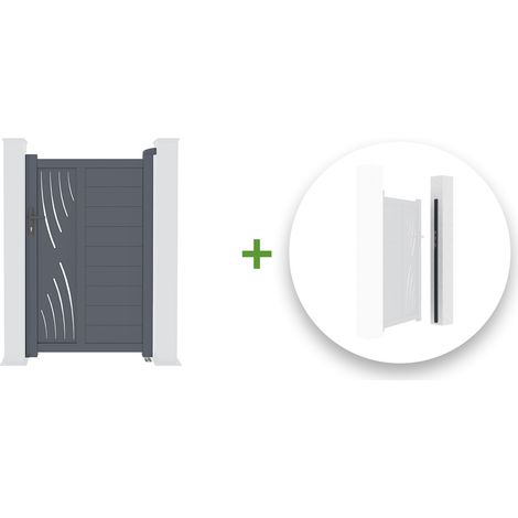 Portillon aluminium VELETA 100x160cm + Kit inversion ouverture (1/5)