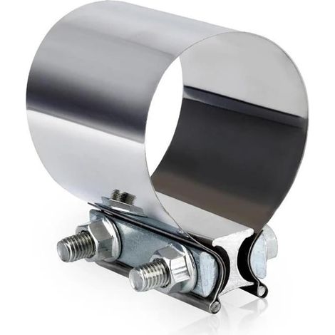 Set applicabile di 2 terminali di scarico per marmitta auto da 2,0" 2,25" 2,5" 3,0" 4,0" in acciaio inossidabile, fascetta di scarico, giunto a striscia, manicotto di scarico (2,5 pollici)