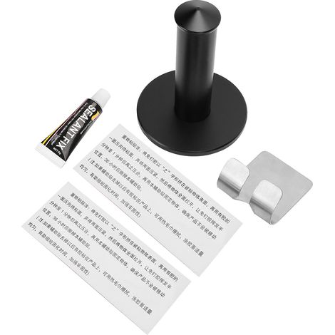 Support mural en aluminium pour sèche-cheveux, porte-séchoir à cheveux noir, étagère de rangement et support accessoire, ensemble robuste (1/5)