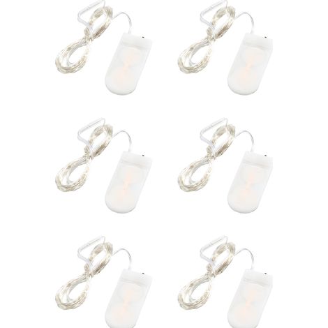 Lot de 6 guirlandes lumineuses féériques miniatures en cuivre pour décorations de mariage, fêtes, bocaux et Noël, 6 couleurs (1/5)