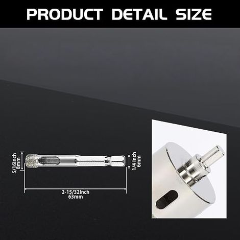 Hole Saw Tile Drill Bit Diamond Tile Centering Drill Bit Diamond Coated Suitable for Glass Marble Porcelain Ceramics Flower Pots Stone (1/3)