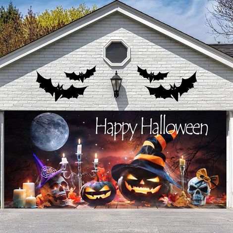 Bannière de porte de garage « Joyeux Halloween » – Décoration intérieure/extérieure pour mur et fond photo (1/5)