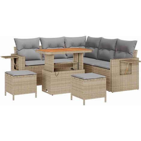 Maison Exclusive - Gartensofa-set mit Kissen 8 pcs Beige Poly-Rat
