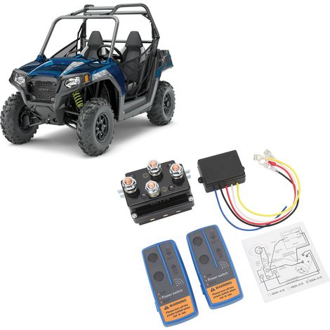 Kit de télécommande sans fil 12 V 500 A pour treuil avec contacteur électromagnétique et relais pour treuil de 8 000 à 12 000 lb pour VTT, UTV, 4x4 (télécommande livrée avec batterie intégrée). (1/5)