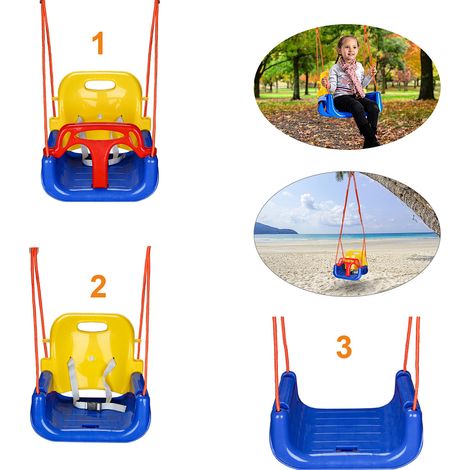 Jiubiaz Kinderschaukel 3 in 1 Babyschaukel Gartenschaukel 42x33x38cm Höhenverstellbar Indoor/Outdoor mit Rückenlehne und Sicherheitsgurt (1/5)