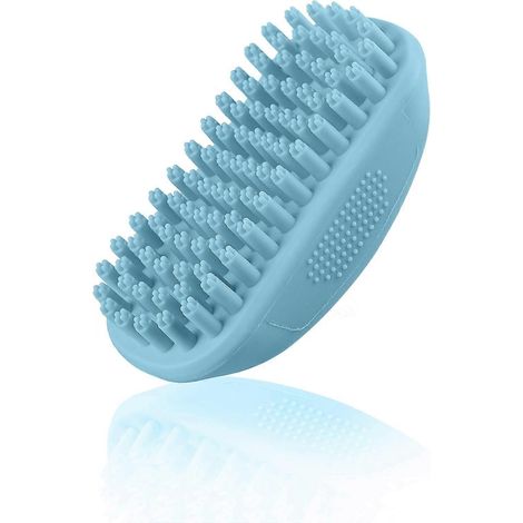 Brosse de bain pour animaux, poils en silicone, caoutchouc flexible, masseur doux, poils détachés (1/4)