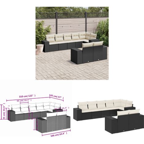 8-tlg. Garten-Sofagarnitur mit Kissen Schwarz Poly Rattan - Gartensofas - Outdoor Möbel - Gartenmöbel Set - Rattan Gartenmöbel - Lounge Set - Home & Living (1/3)