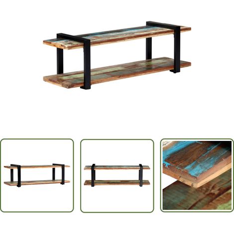 The Living Store TV-Regal 130x40x40 cm Altholz Massiv - Industrielles Design - TV Regal - Holzmöbel - Wohnzimmerschrank - Couchtisch (1/5)