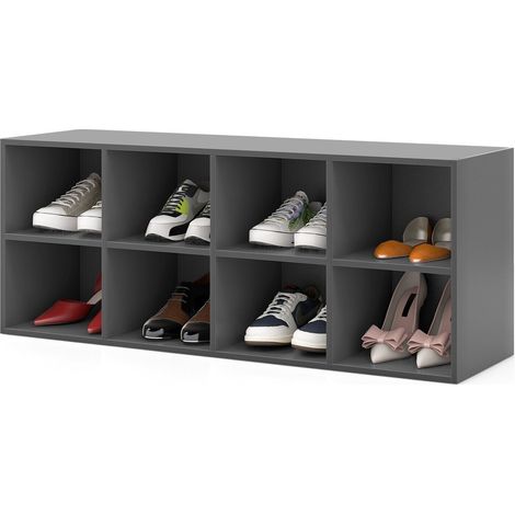8 Grid Shoe Bench 2 in 1 Shoe Organizer Entryway Modern Storage Cabinet (1/5)