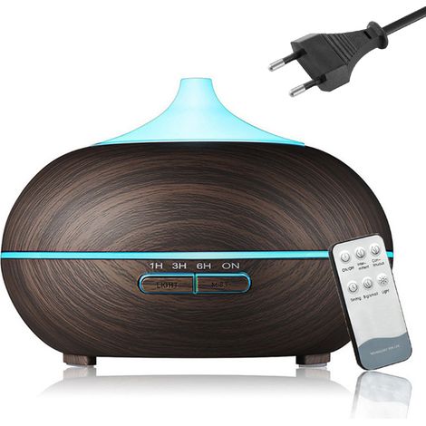 Diffuseur d'huiles essentielles à imitation bois, avec télécommande Bluetooth ultrasonique, pour la maison ou le bureau. Machine à oxygène pour l'eau. (1/5)
