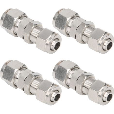 4 Pièces Raccord à Compression en Acier Inoxydable 304, Diamètre 10x8 mm, pour Installation Rapide et Robuste (1/5)