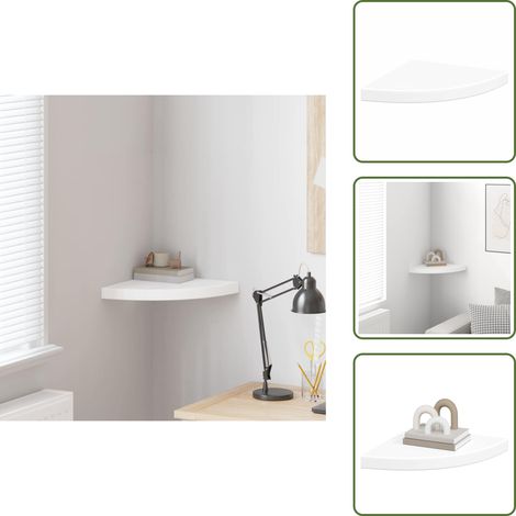 Étagère d'angle flottante blanc 35x35x3,8 cm MDF - Étagère Murale - Étagère D'angle - Étagère Flottante - Rangement Mural - Décoration Murale (1/5)
