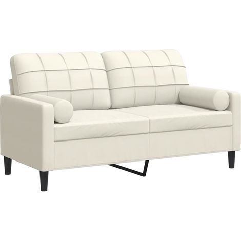 Canapé 2 places,Sofa pour Salon,Banquette avec oreillers décoratifs crème 140 cm velours CFW418226 (1/5)