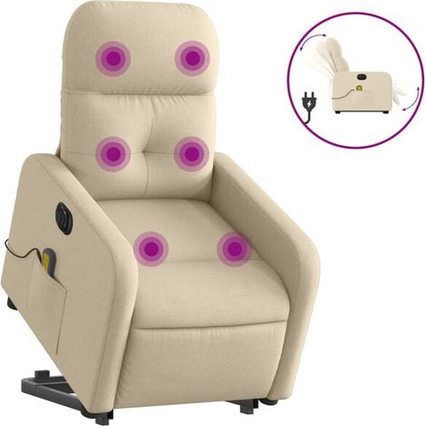 Fauteuil de massage électrique inclinable en tissu couleur crème (1/5)