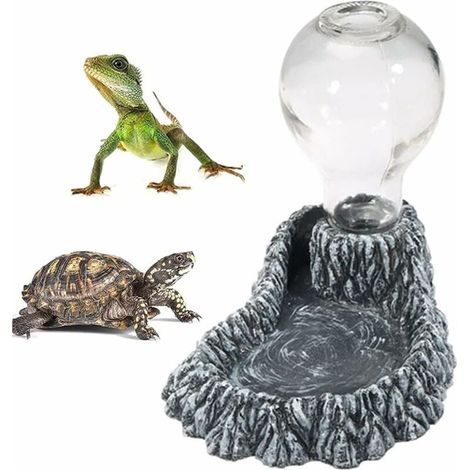 Distributeur d'eau pour Reptiles,Bol De Nourriture pour Reptiles, Mangeoire à Eau pour Reptiles, Reptile De Roche en Résine, Bouteille d'eau pour Reptiles pour Reptile, Hamster, Tortue, Lézar (1/5)
