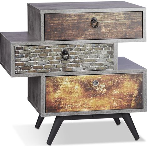 Cómoda vintage con cajones escalonados de diseño industrial de 80 x 40 x 90 cm de madera gris 130003700 (1/5)