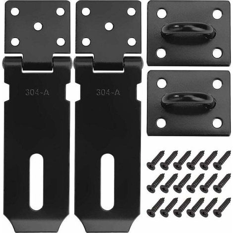 Cerrojo de acero inoxidable de 4 pulgadas con tornillos, acabado negro mate, 2 piezas.