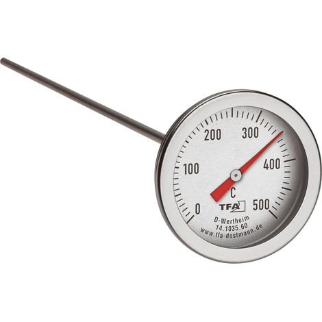 TFA Dostmann 14.1035.60 Thermomètre professionnel en acier inoxydable avec sonde à longue température (30 cm), four à bois (1/3)