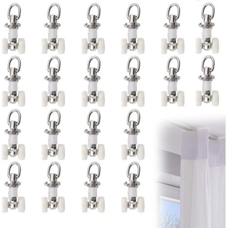20 Pièces Crochet Pergola Rail, Rouleaux De Rail Rideaux, Poulie Rideau Rail, Rouleau Coulissant pour Rail De Rideau pour Suspendre Rideaux Salon, Chambre À Coucher Et Salle De Bain