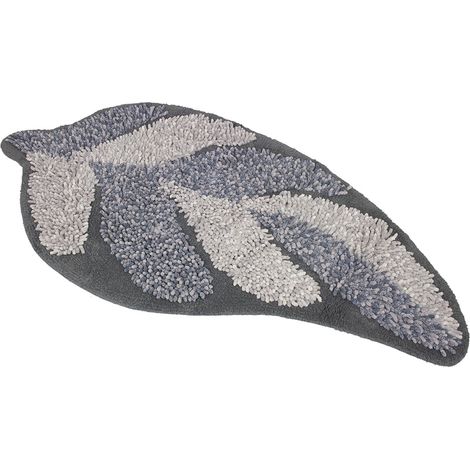 Tappeto A Foglia Casa Bagno Cotone Spugna Morbida Antiscivolo Leaf Grigio (1/4)