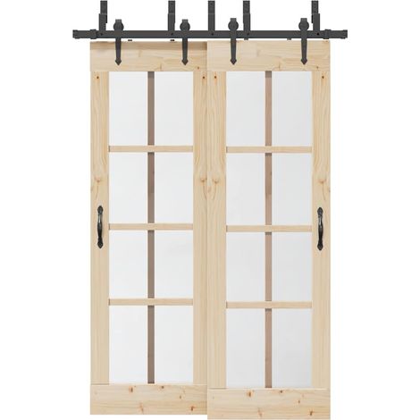 vidaXL Schiebetürbeschlag-Set 152,5 cm Stahl Schwarz (1/5)