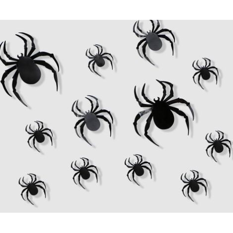 Lot de 12 autocollants muraux décoratifs pour fête d'Halloween, autocollants décoratifs araignée 3D (rouge) (1/2)