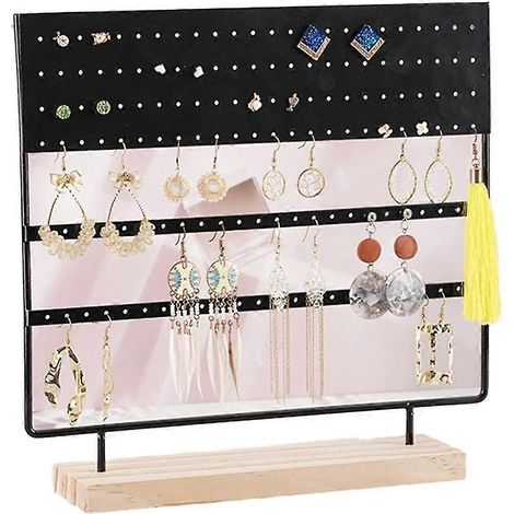 Présentoir à bijoux de bureau noir à 144 trous pour boucles d'oreilles, bagues et colliers. (1/5)