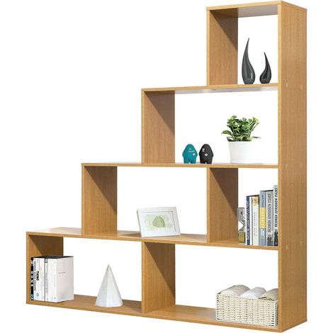 Libreria a scala in rovere naturale 145x145 cm