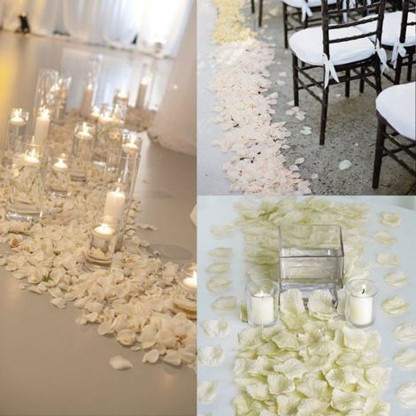 Pétales de Rose Artificielle Blanc Cassé 1200 Pcs, Soie Saint Valentin Fiançailles Mariage Décoration Romantique Cuneary (1/5)