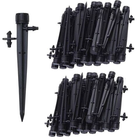 100 micro-arroseurs goutte à goutte, émetteur d'irrigation à 8 trous à 360 degrés pour tube 1/4 (4-7mm) pour systèmes d'égouttement de jardin, noir,de DEBUNS (1/5)