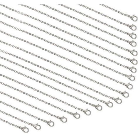 Lot de 30 chaînes de collier avec fermoirs mousquetons pour la création de bijoux (18 pouces)
