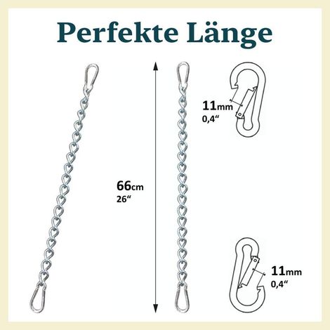 Chaîne De Suspension Pour Fauteuil Suspens - 66 Cm - Charge Maximale 230 Kg - Avec 2 Mousquetons Et Ressort D'Amortissement (1/5)