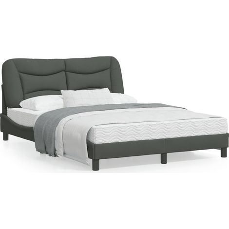 Cadre de lit avec tête de lit Gris foncé 140x190 Tissu (1/5)