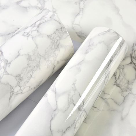 Papel pintado adhesivo removible con estampado de mármol, resistente al agua y la humedad, fabricado en PVC, para salón, baño, cocina y encimera (0,5 m). (1/5)