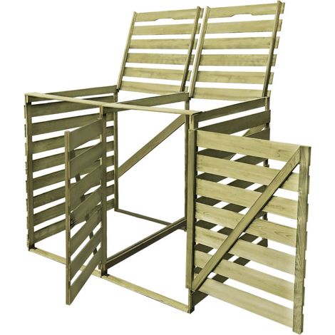 Abri pour poubelle double 240 L Bois imprégné