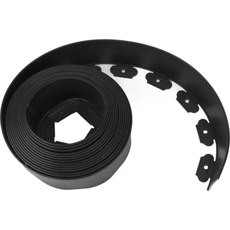 Kit de bordure de jardin en PE sans creuser, muret haut avec piquets pour pelouse, parterre de fleurs, cour, noir 10 x 5 x 1000 cm / 3,9 x 2,0 x 393,7 pouces (1/5)