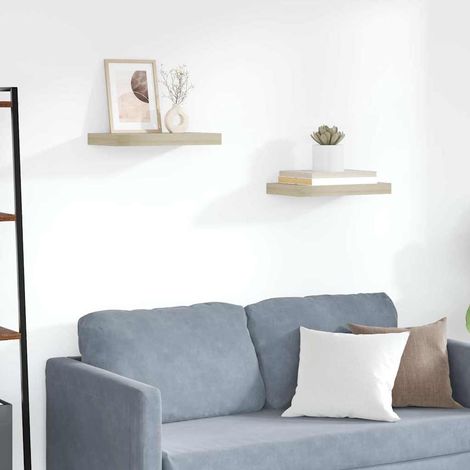 vidaXL Floating Wall Shelves 2 pcs Oak 40x23.5x3.8 cm MDF (1/5)