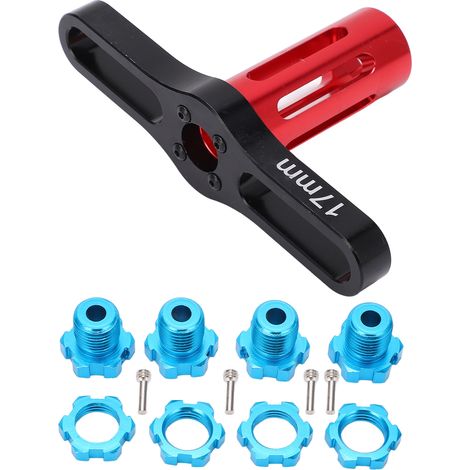 4 Écrous de Roue Hexagonaux 17mm Bleus avec Clé pour Traxxas Summit E-Revo 1/10 (1/5)