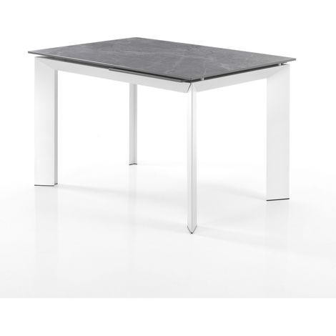 Mesa extensible de cerámica acabado mármol gris cm. Al76xP80xL120